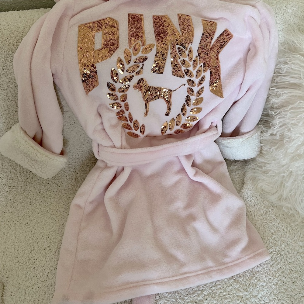 Sequin hooded pink VS robe